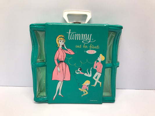 1960's Barbie Vintage Ideal Tammy Pepper Green Clear Vinyl 12 Doll Case Double Excellent Rare