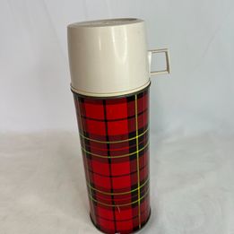 Fishing Vintage Red Plaid Thermos 1950's Model # 156 Filler No. 22 All Original