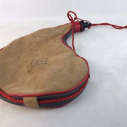 Cottage Vintage Suede Leather Wine/Water Bag Flask Made in Spain with Red Rope