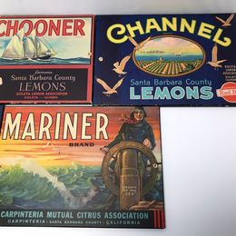 Cottage Set of 5 Vintage Red Ball Wood Backed Label Pictures 12.5x9 inch Sold As A Lot