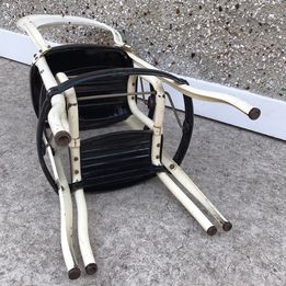 Grandma Antique Vintage All Metal Kitchen Step Chair Stool with Slide Out Steps 35" high RARE