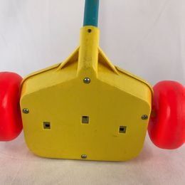 1976 Vintage Fisher Price Whistling People Wood Plastic Push Toy RARE