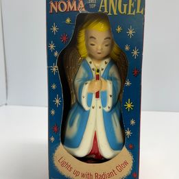 Christmas Antique Vintage Noma Christmas Ornament Tree Top Angel Lights Up With Radiant Glow RARE