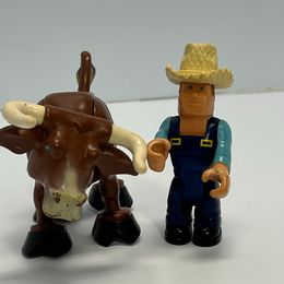 Vintage Toys Fisher Price Husky 1980's Vintage Western Town Cowboy and Bull RARE