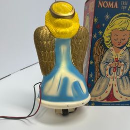 Christmas Antique Vintage Noma Christmas Ornament Tree Top Angel Lights Up With Radiant Glow RARE