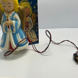 Christmas Antique Vintage Noma Christmas Ornament Tree Top Angel Lights Up With Radiant Glow RARE