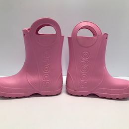 Rain boots Child Size 2 Junior Crocks Fancy Pink As New