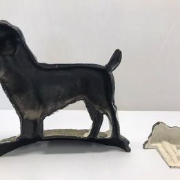 Grandma Antique English Springer Spaniel Traditional Cast Iron Dog Door Stops Bookends Mom Pup RARE