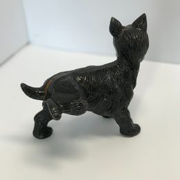 Cottage Vintage Cast Iron Door Stopper Dog Naughty Scottish Terrier 8" Lifting Leg Doing Business