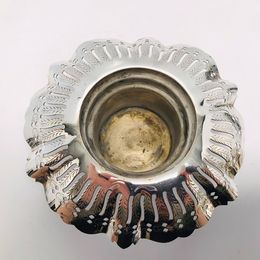 Grandma Antique Vintage Silver Plated Silverware Glass Flower Frog Like New