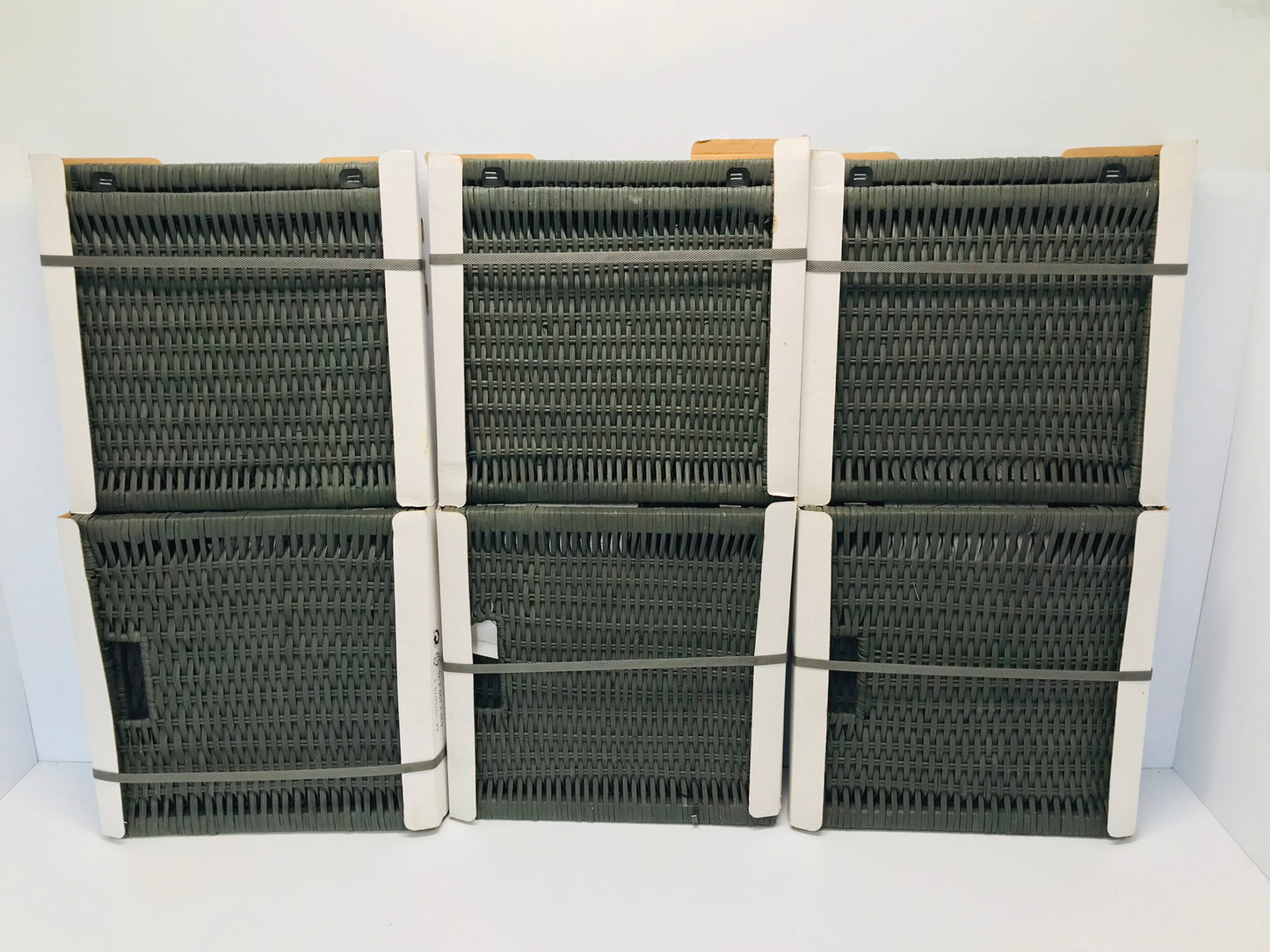 6 NEW Ikea Branas Wicker Baskets Dark Grey Sealed In Box Sold As Lot 1.5x13.5x12.5 inches $24.99 Each New