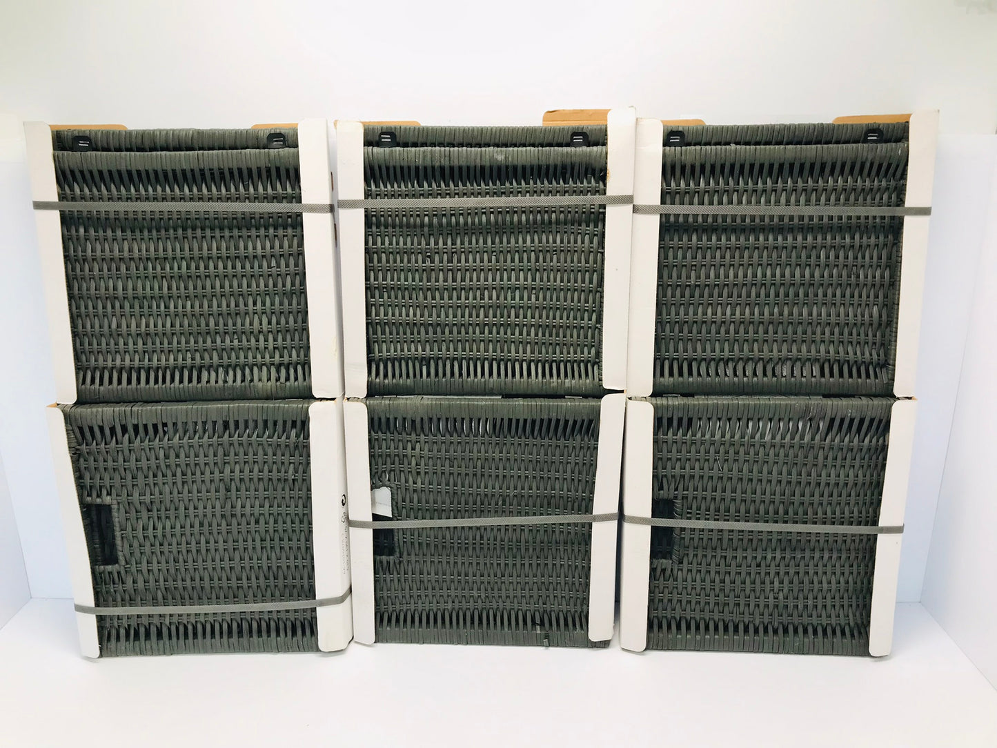 6 NEW Ikea Branas Wicker Baskets Dark Grey Sealed In Box Sold As Lot 1.5x13.5x12.5 inches $24.99 Each New