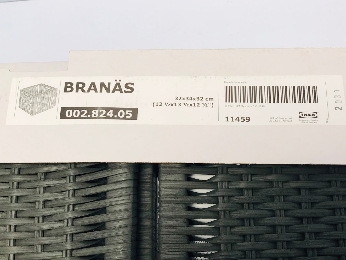 6 NEW Ikea Branas Wicker Baskets Dark Grey Sealed In Box Sold As Lot 1.5x13.5x12.5 inches $24.99 Each New