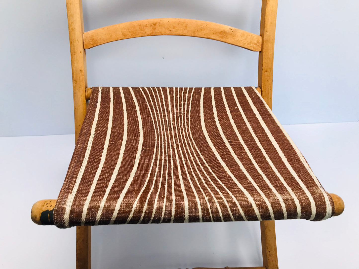 Antique Vintage Summer Porch Beach Folding Sling Chair Solid Wood Hand Made