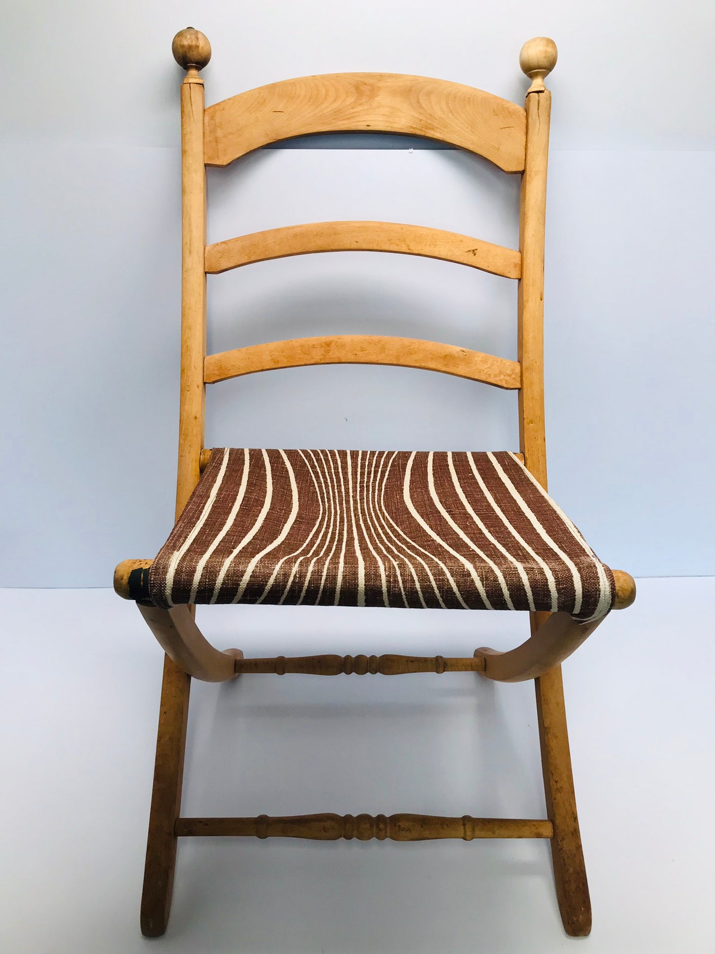 Antique Vintage Summer Porch Beach Folding Sling Chair Solid Wood Hand Made