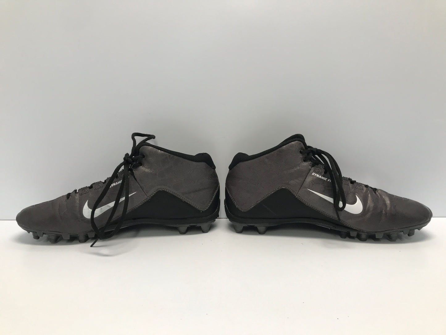 Baseball Football Rugby Soccer Shoes Cleats Men's Size 11.5 Nike Alpha High Tops Black Grey Excellent