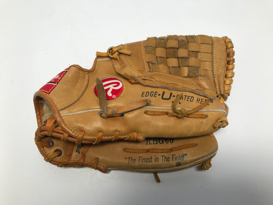 Baseball Glove 12.5 inch Rawlings Tan Red Leather Fits Left Hand Excellent