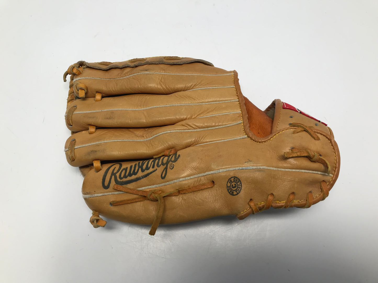 Baseball Glove 12.5 inch Rawlings Tan Red Leather Fits Left Hand Excellent