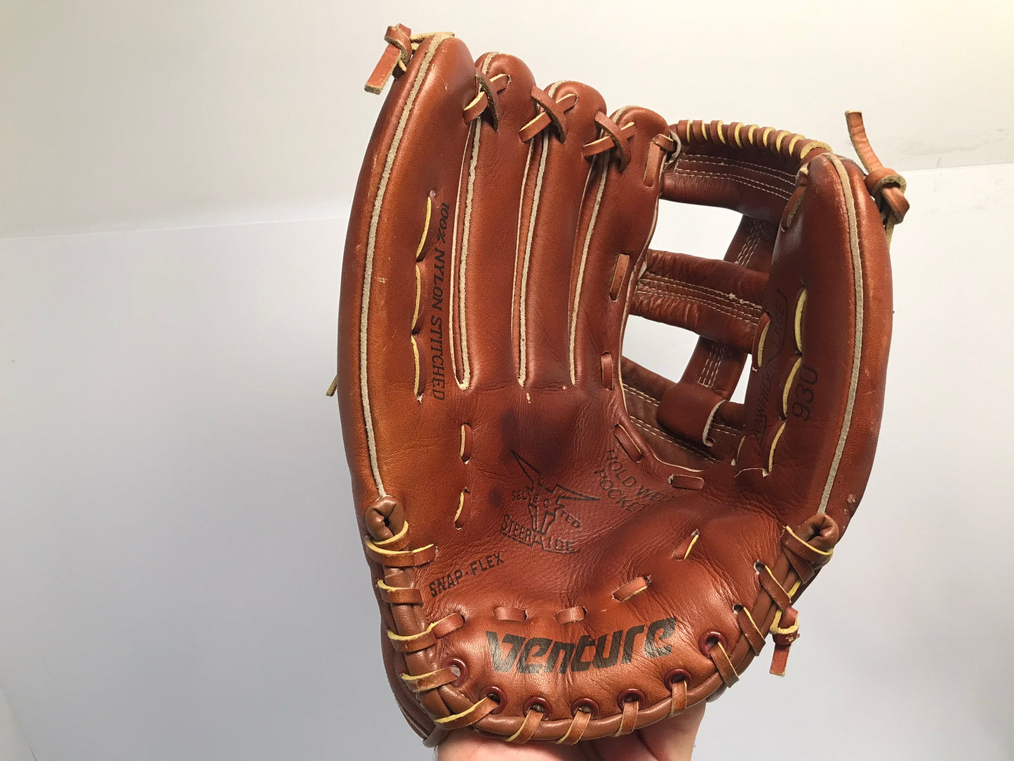 Baseball Glove Adult Size 12.5 Inches Leather Brown Fits On Right Hand Excellent