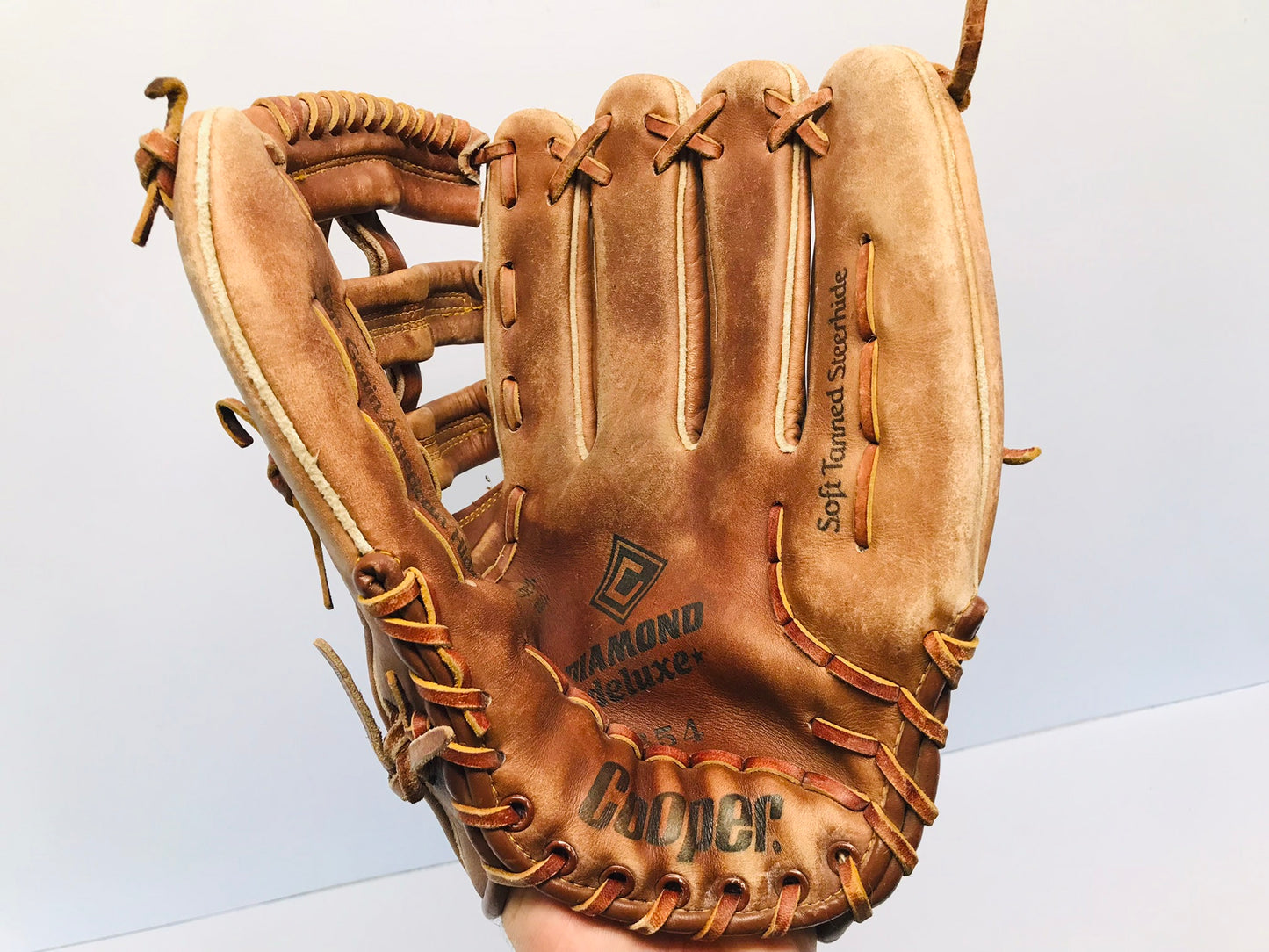 Baseball Glove Adult Size 12.5 inch Cooper Diamon Leather Well Made Fits Left Hand