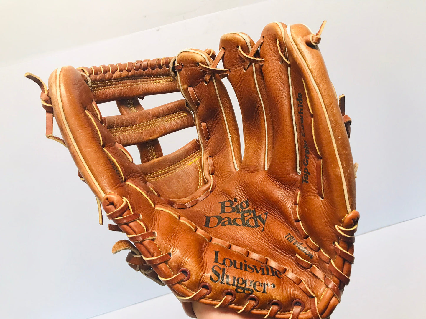 Baseball Glove Adult Size 13 inch Louisville Slugger Big Daddy Brown Leather Fits Left Hand Excellent Quality
