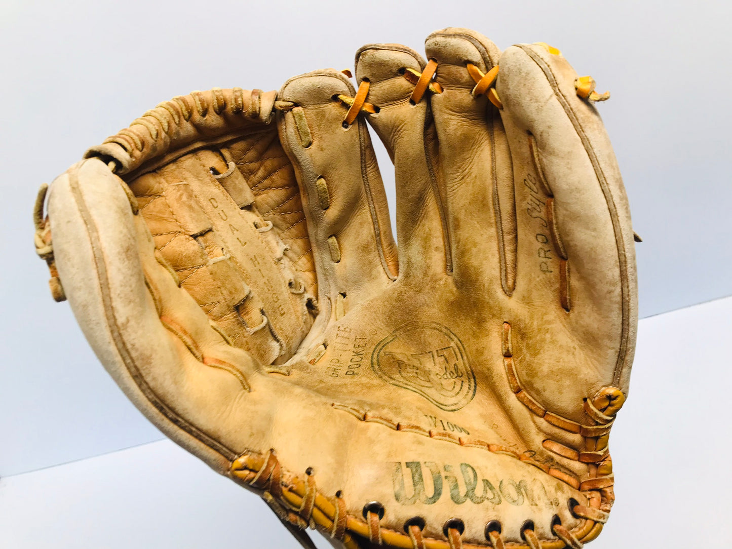 Baseball Glove Adult Size 13 inch Wilson Pro Tan Leather Fits on Left Hand