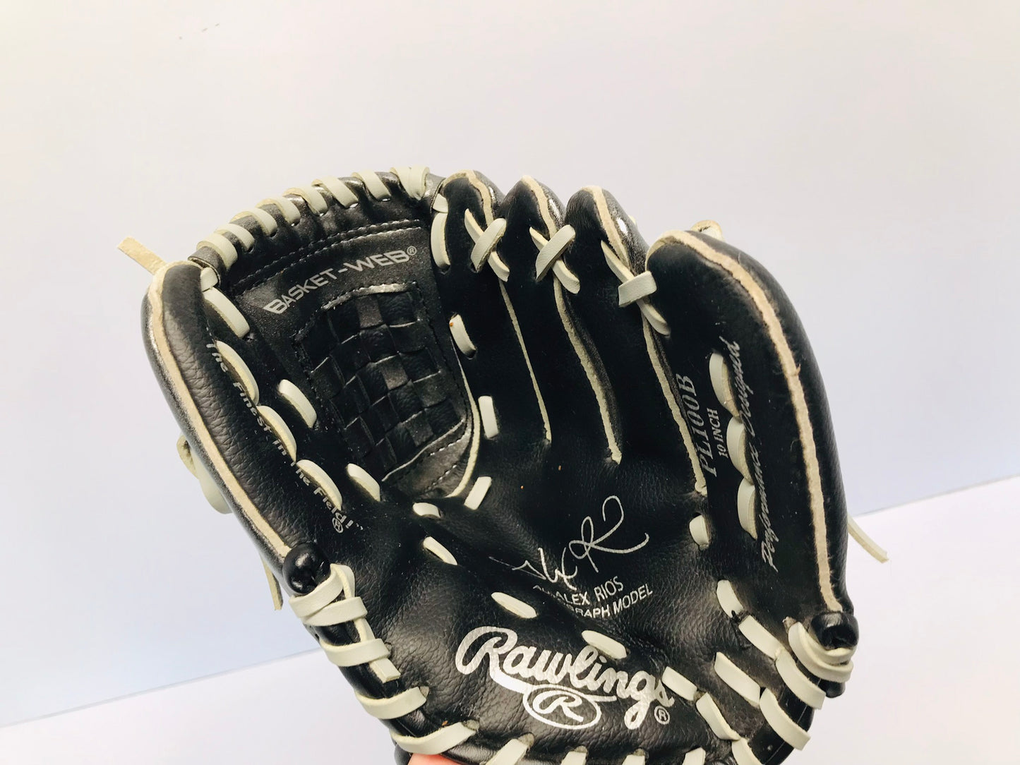 Baseball Glove Child Size 10 inch Rawlings Grey Black Fits Left Hand