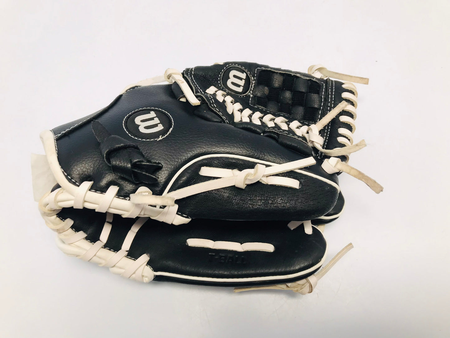 Baseball Glove Child Size 10 inch Wilson A360 Leather Black White Fits Left Hand Like New