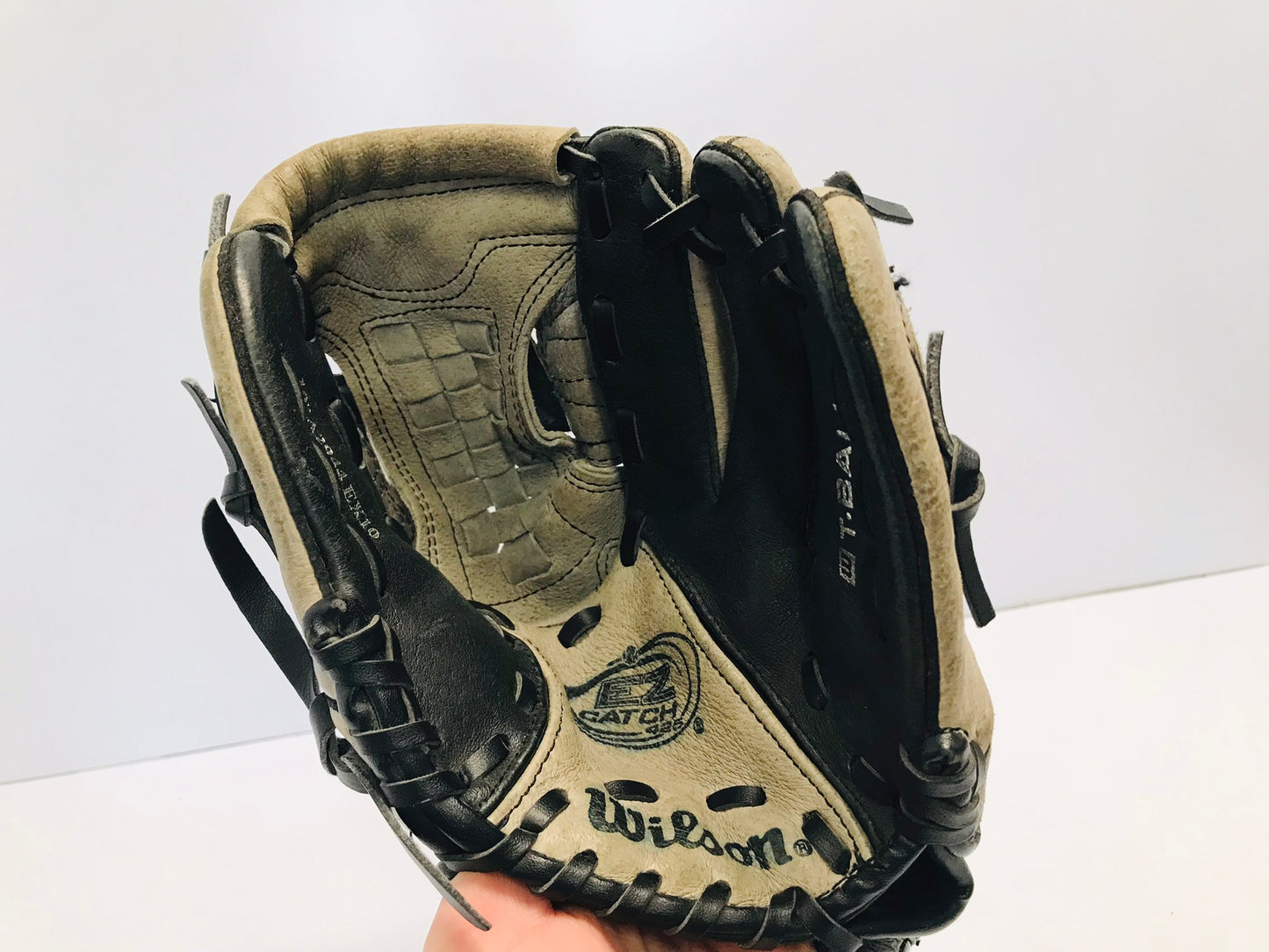 Baseball Glove Child Size 10 inch Wilson Grey Black Leather Fits Left Hand