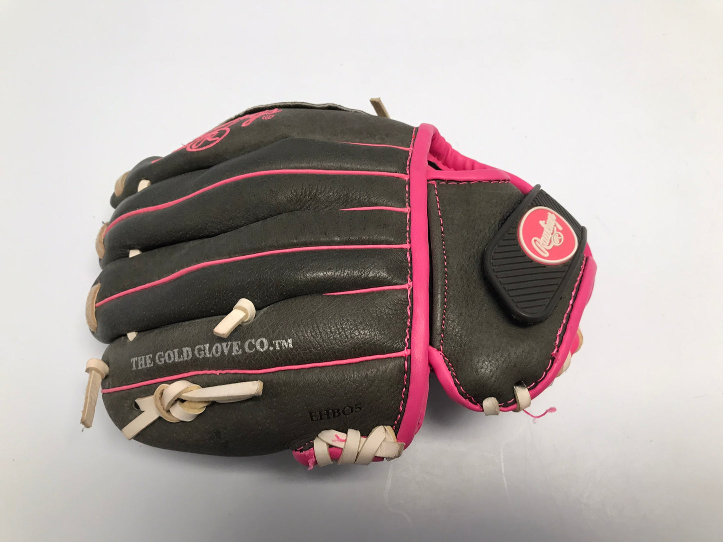 Baseball Glove Child Size 10 inches Rawlings Grey Pink Leather Fits On Left