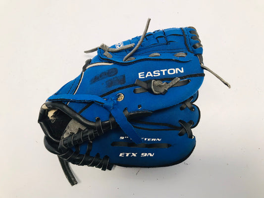 Baseball Glove Child Size 9 inch Easton Soft Blue Black Fits Left Hand