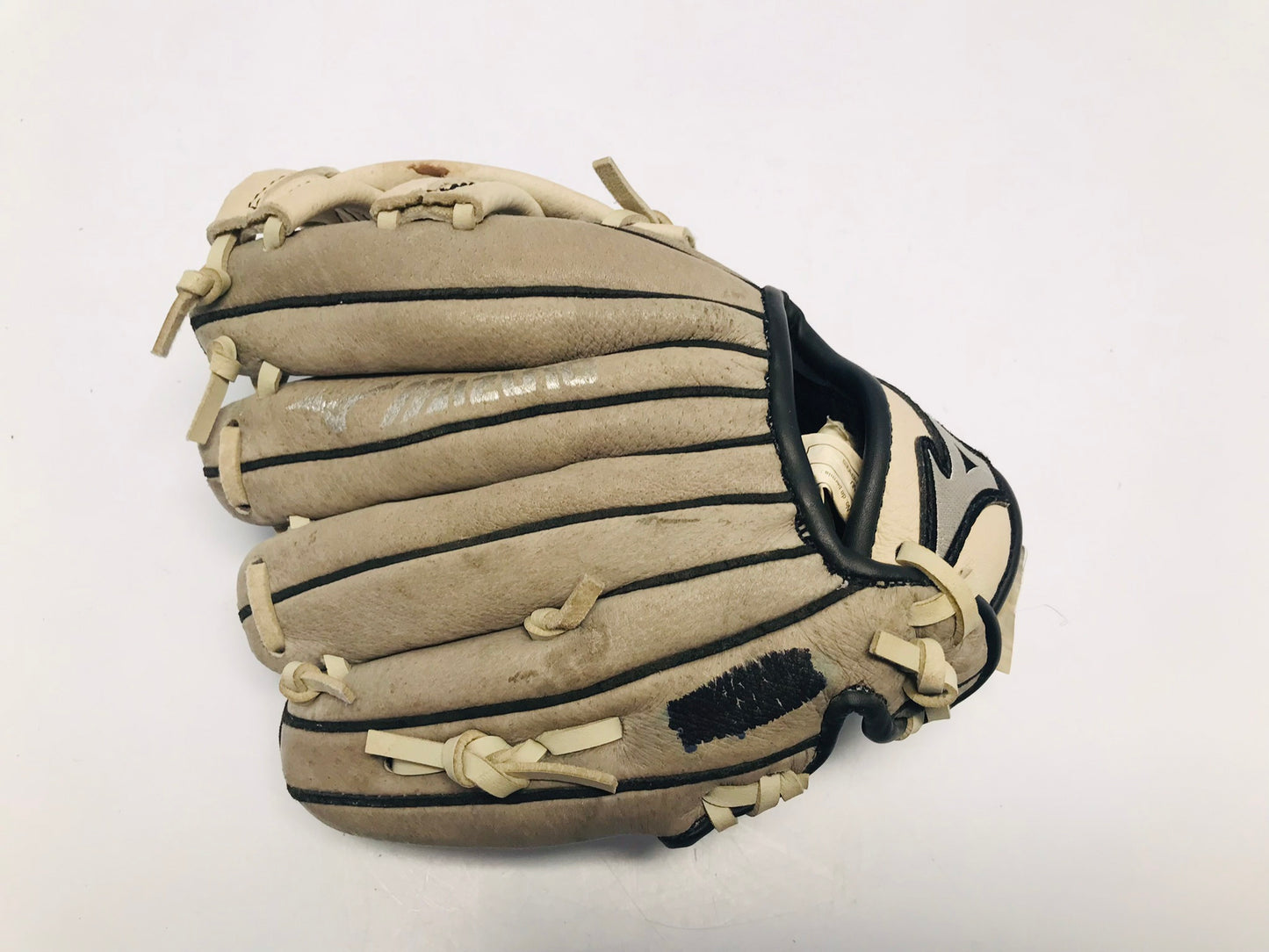 Baseball Glove Child Size 9 inch Mizuno Grey Leather Fits on Left Hand
