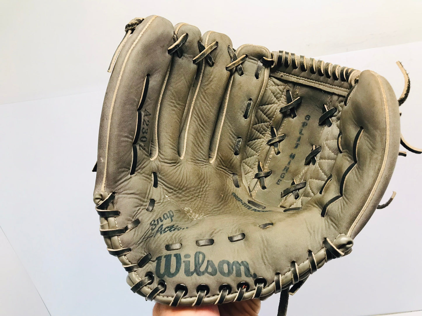Baseball Glove Men's Size 12.5 Inches Wilson Grey Leather Fits On Right Hand