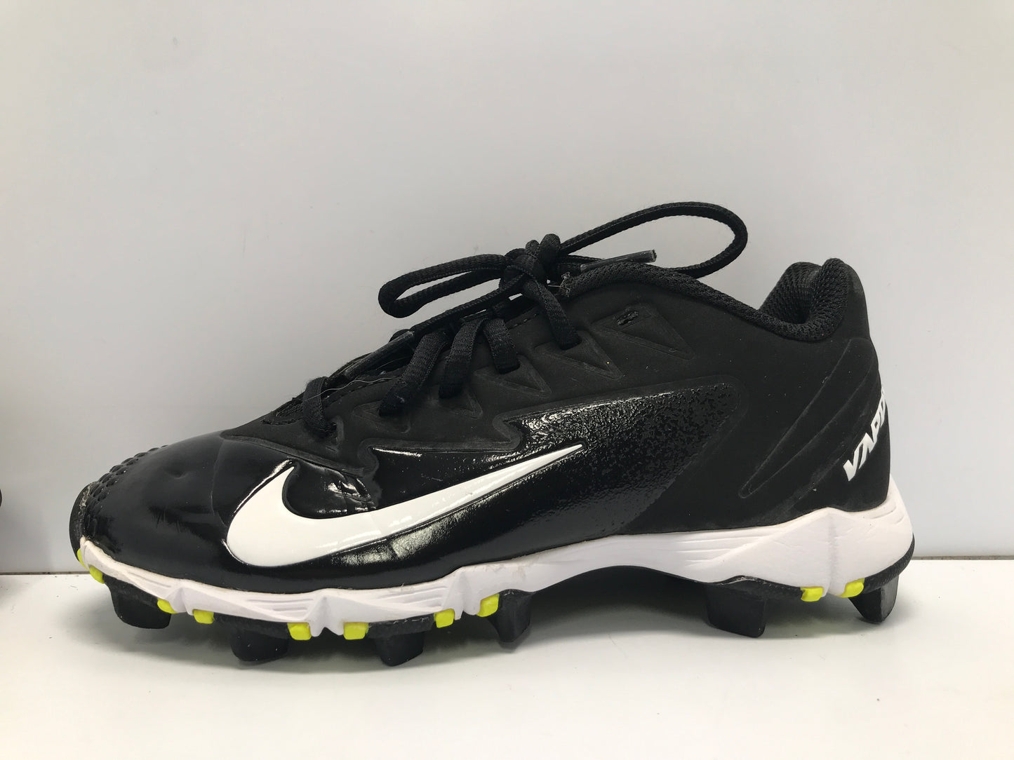 Baseball Shoes Cleats Child Size 1 Nike Vapour Black Lime Minor Wear