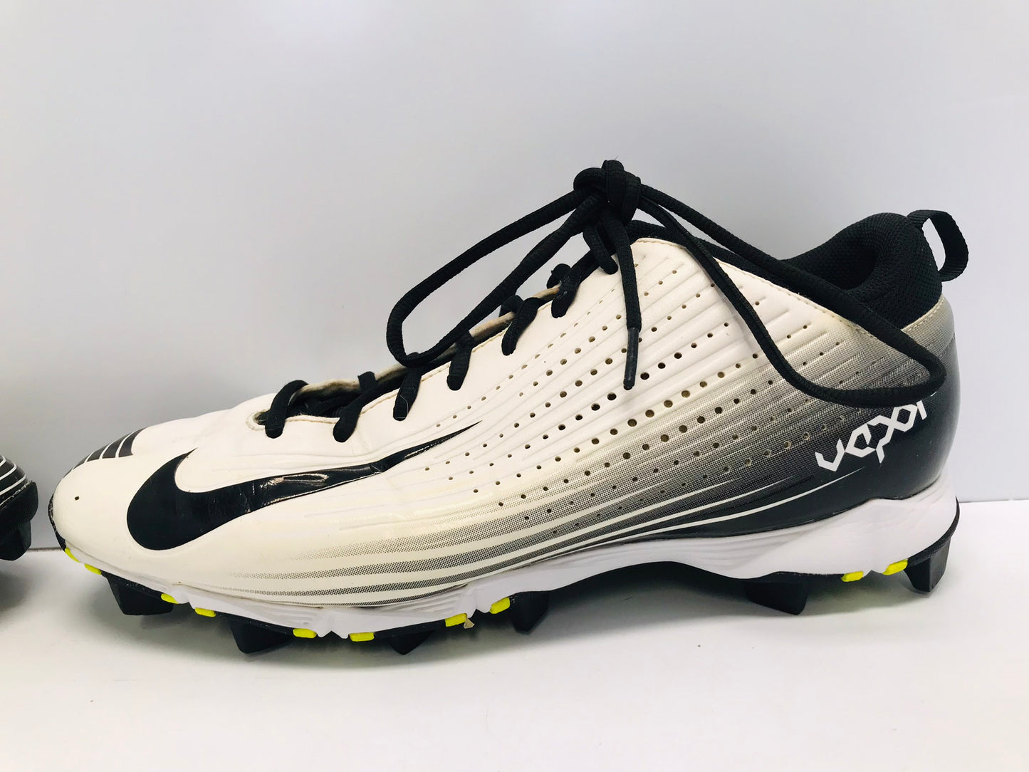 Baseball Shoes Cleats Men's Size 11.5 Nike Vapor Black White Lime Excellent