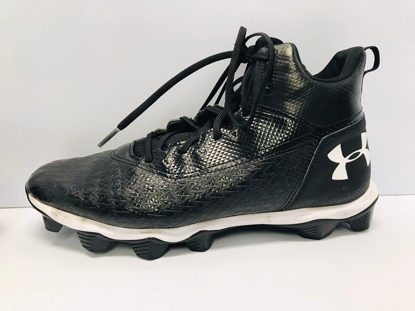 Baseball Shoes Cleats Men's Size 11.5 Under Armour High Cut Black White Like New