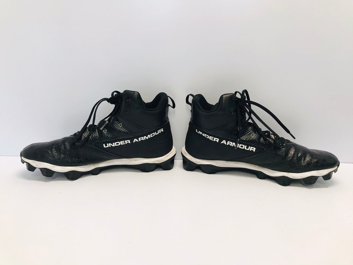 Baseball Shoes Cleats Men's Size 11.5 Under Armour High Cut Black White Like New