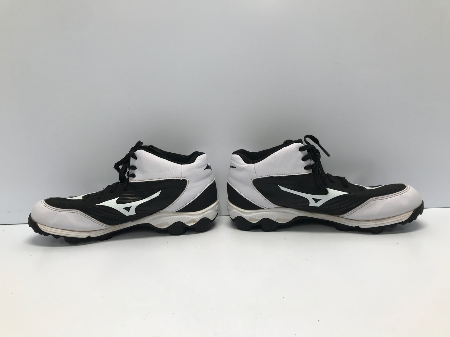 Baseball Shoes Cleats Men's Size 7.5 Mizuno Black White High Tops