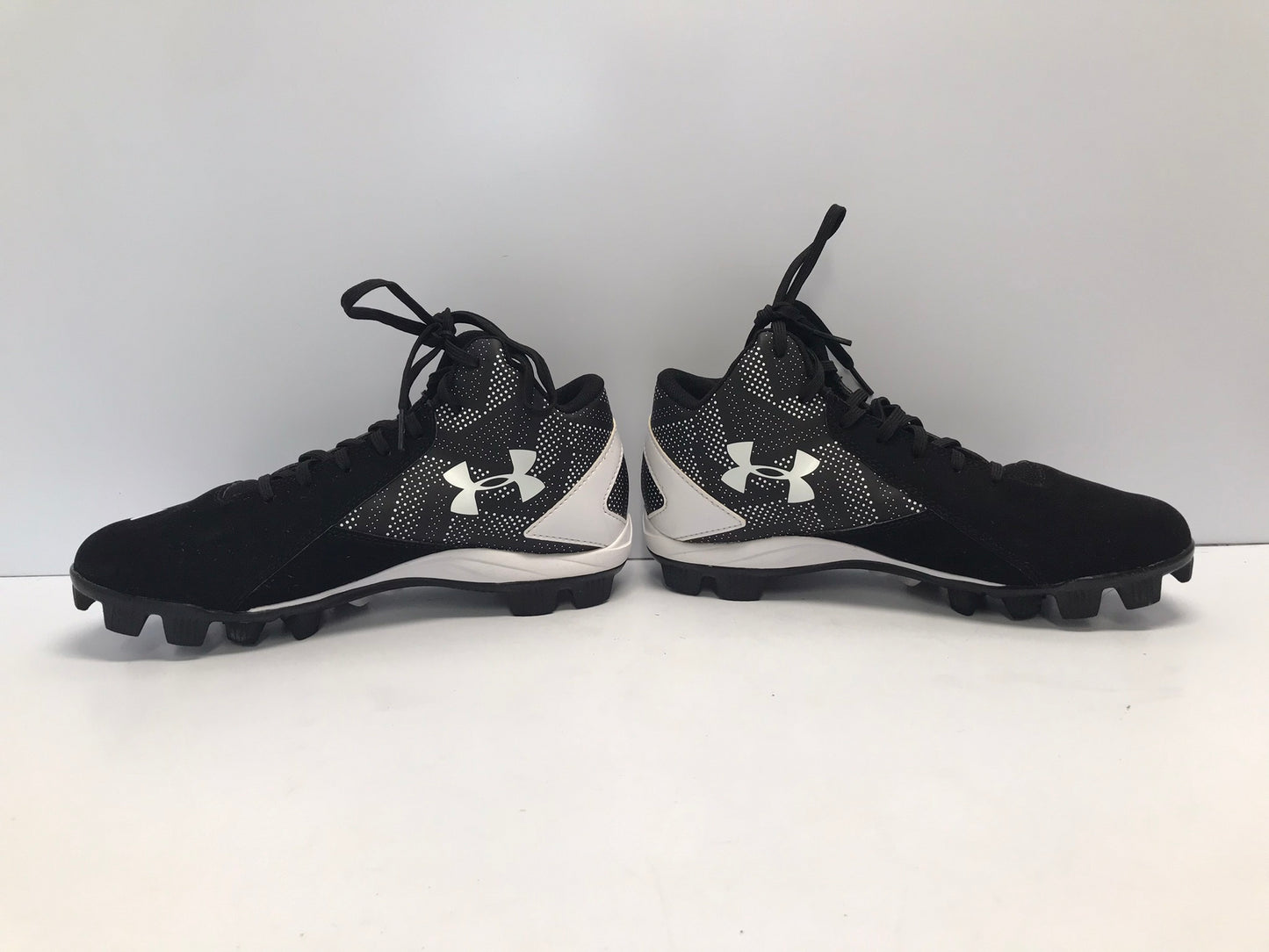 Baseball Shoes Cleats Men's Size 7.5 Under Armour High Top Black White Like New