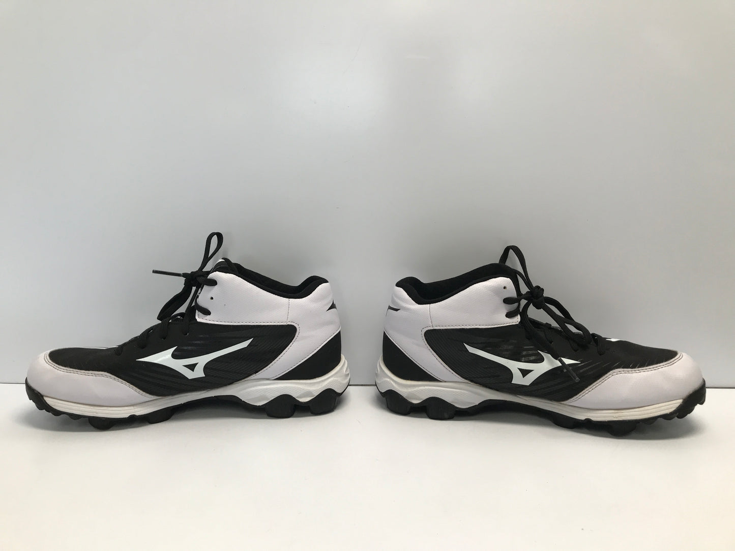 Baseball Shoes Cleats Men's Size 9 Mizuno Black White High Top Like New