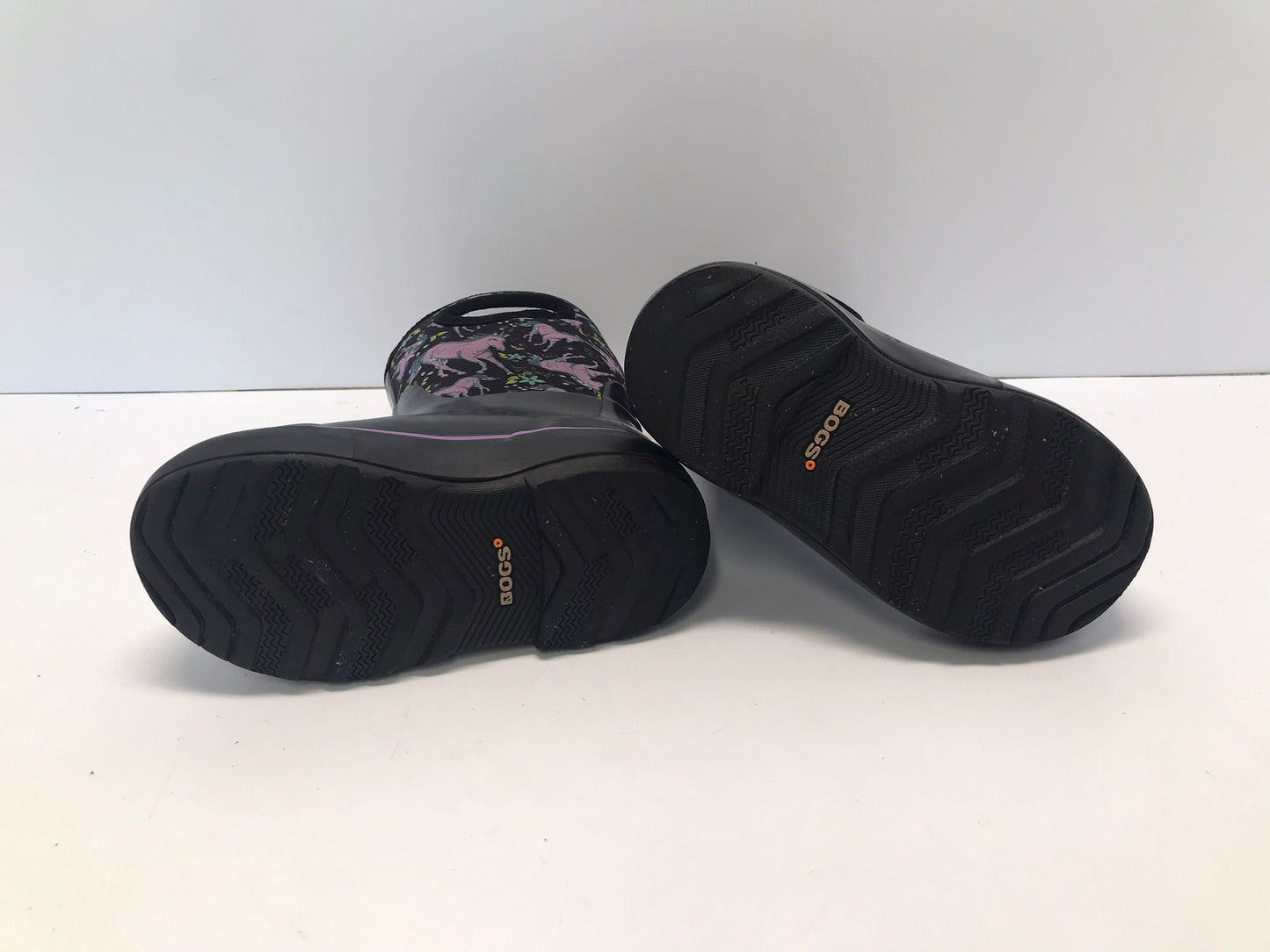 Bogs Brand Child Size 11 Black Purple Unicorns to - 30 degree Rain Winter Excellent