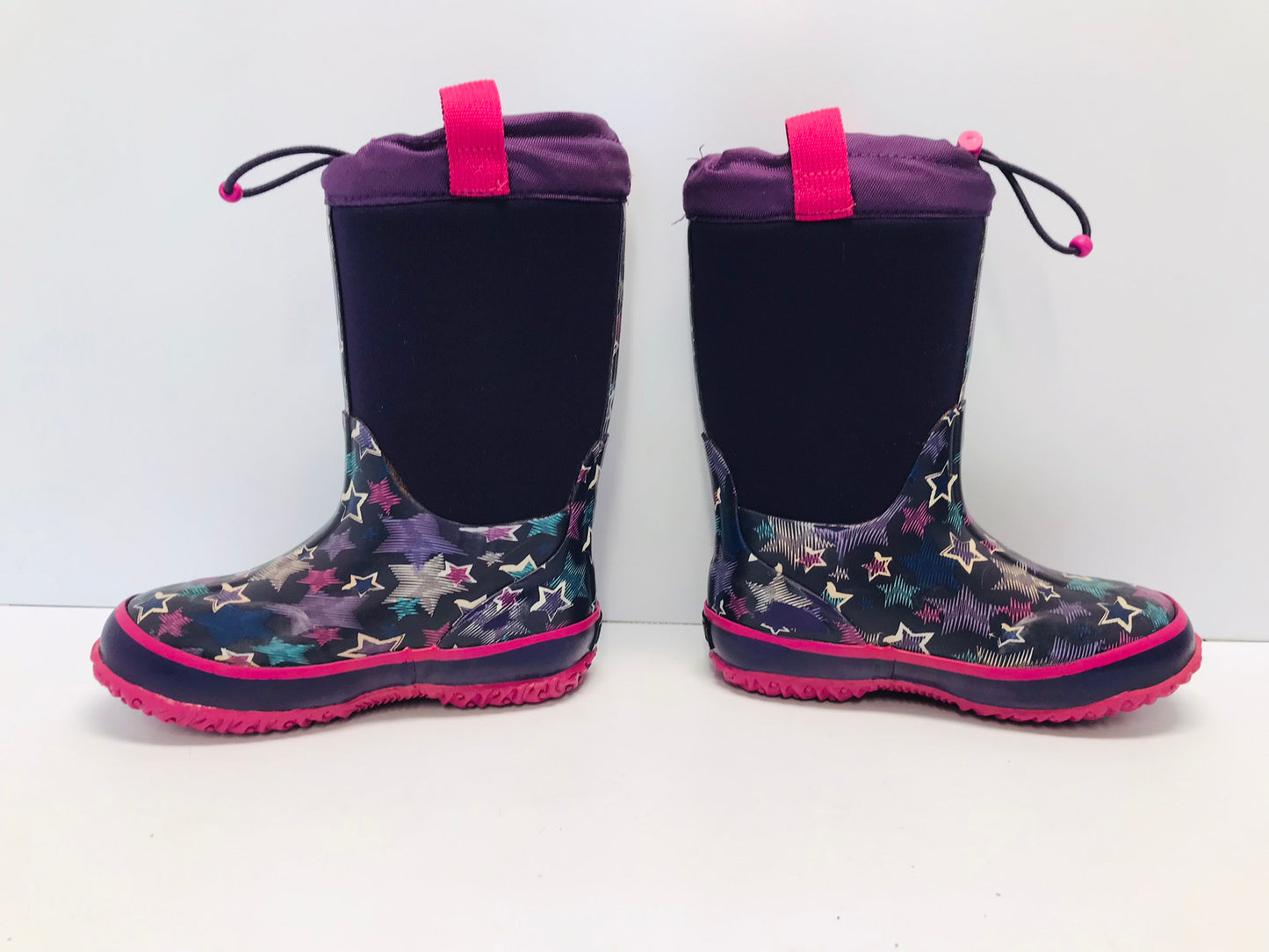 Bogs Style Child Size 13 Cougar Purple Stars Neoprene Rubber Rain Winter Snow Waterproof Boots New Demo Model