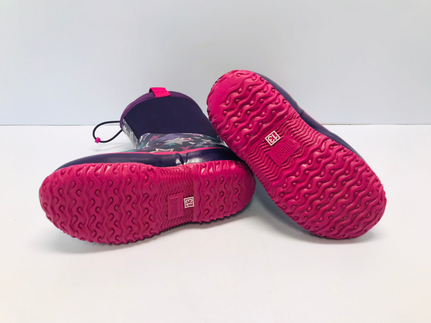 Bogs Style Child Size 13 Cougar Purple Stars Neoprene Rubber Rain Winter Snow Waterproof Boots New Demo Model