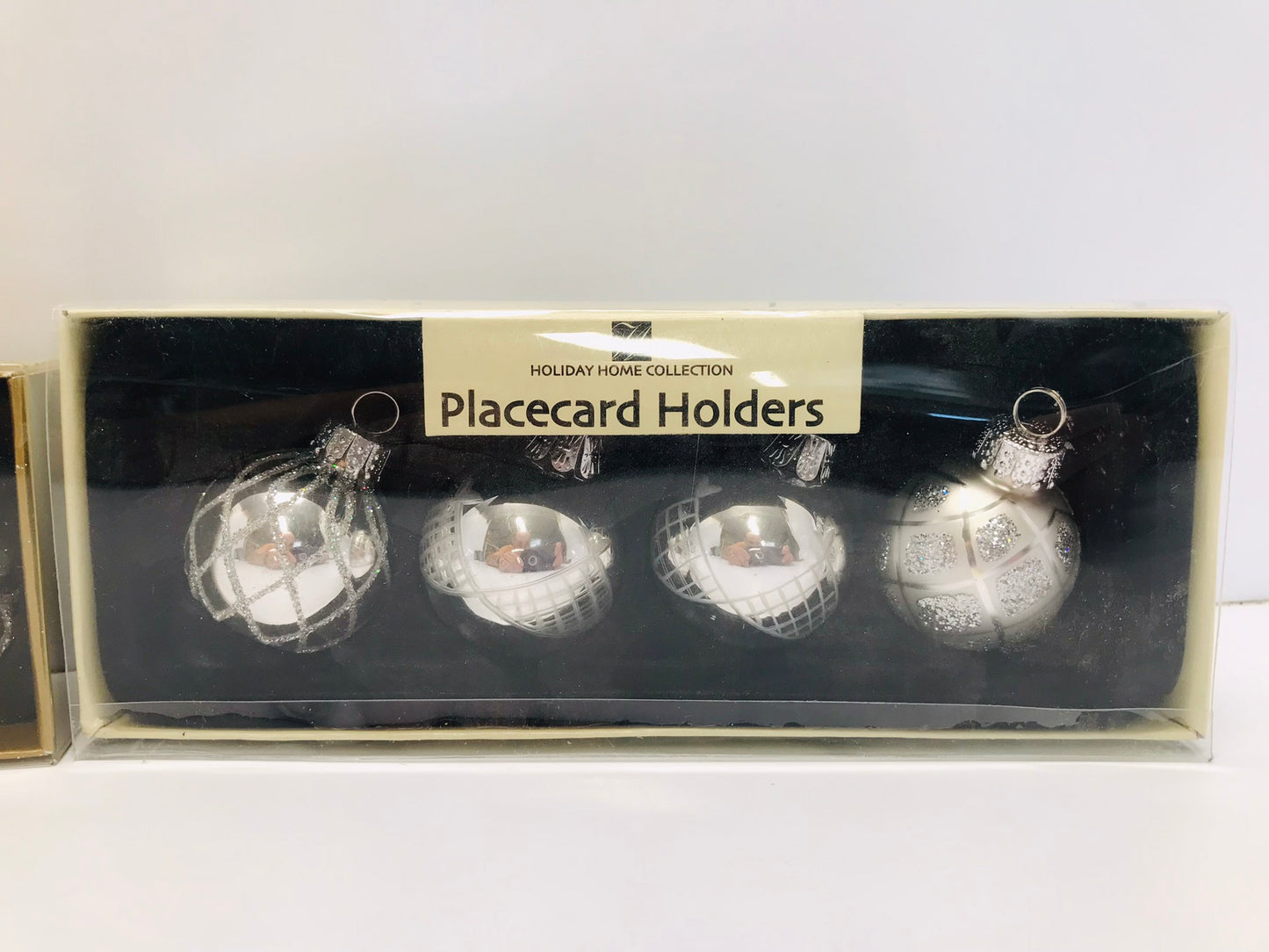 Christmas 12 Ornaments Place Card Holders Flat Bottom Glitz Glam New In Box