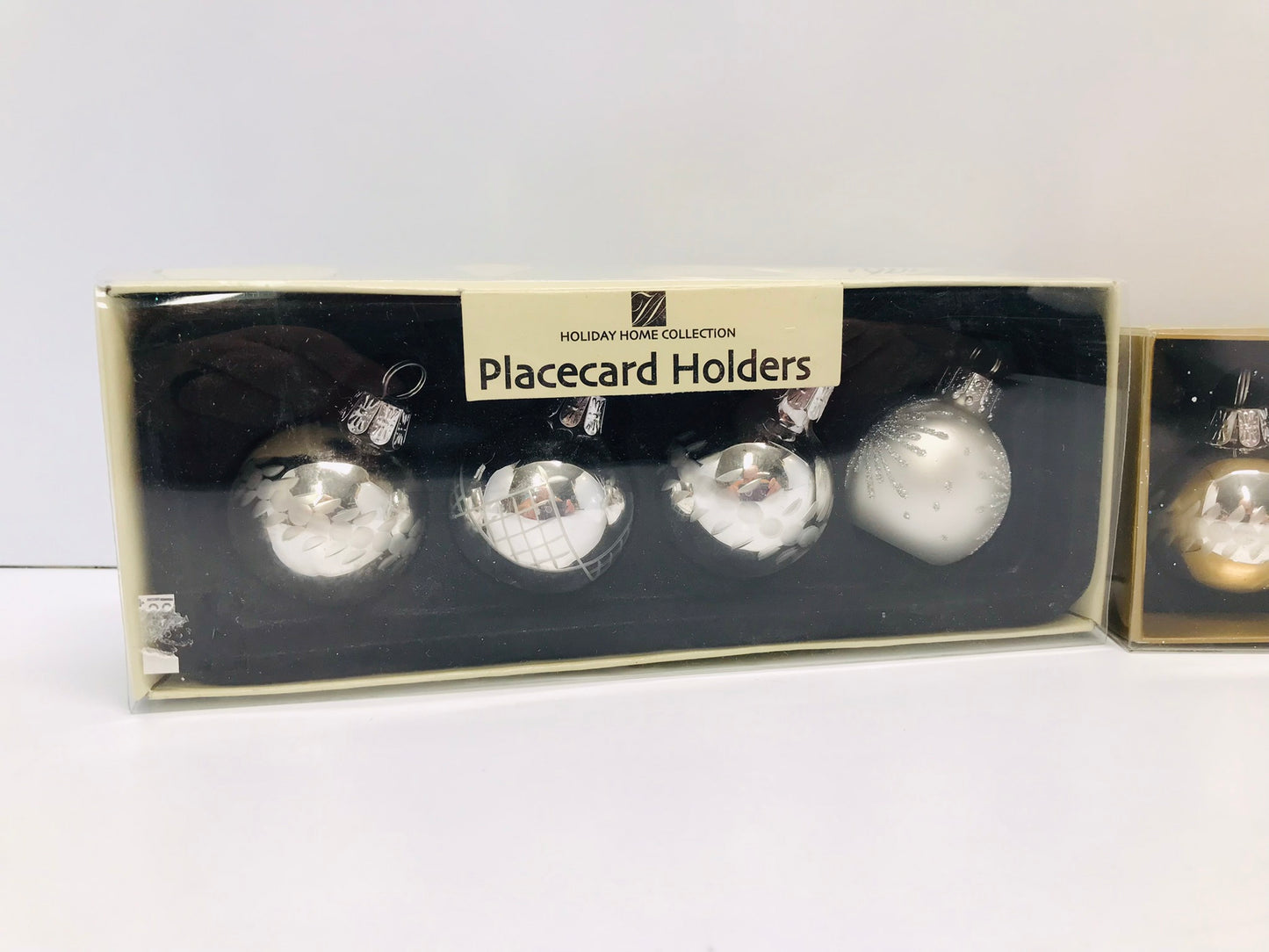 Christmas 12 Ornaments Place Card Holders Flat Bottom Glitz Glam New In Box