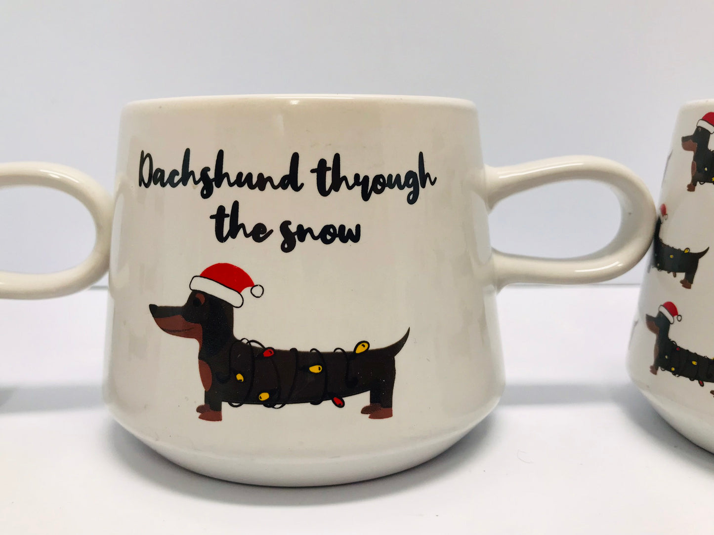 Christmas Cheer With Set of 3 Dachshund Through The Christmas Snow Coffee Hot Chocolate Tea Mugs Adorable