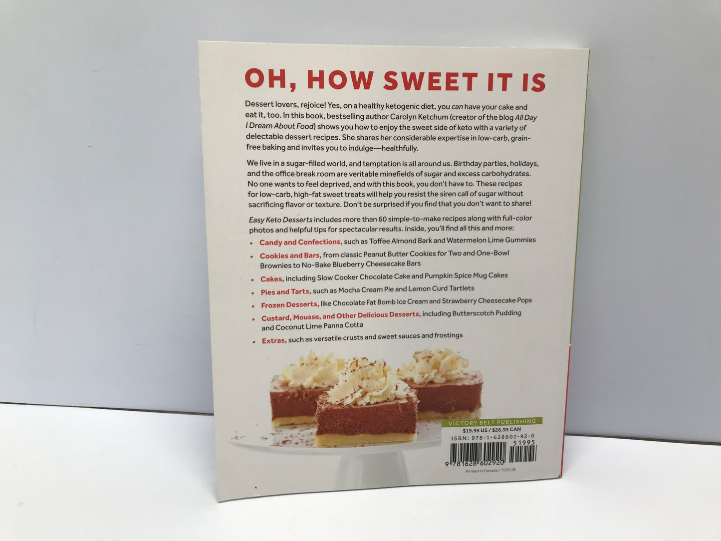 Cook Book Baking Easy Keto Desserts Diabetes Carolyn Ketchen Like New