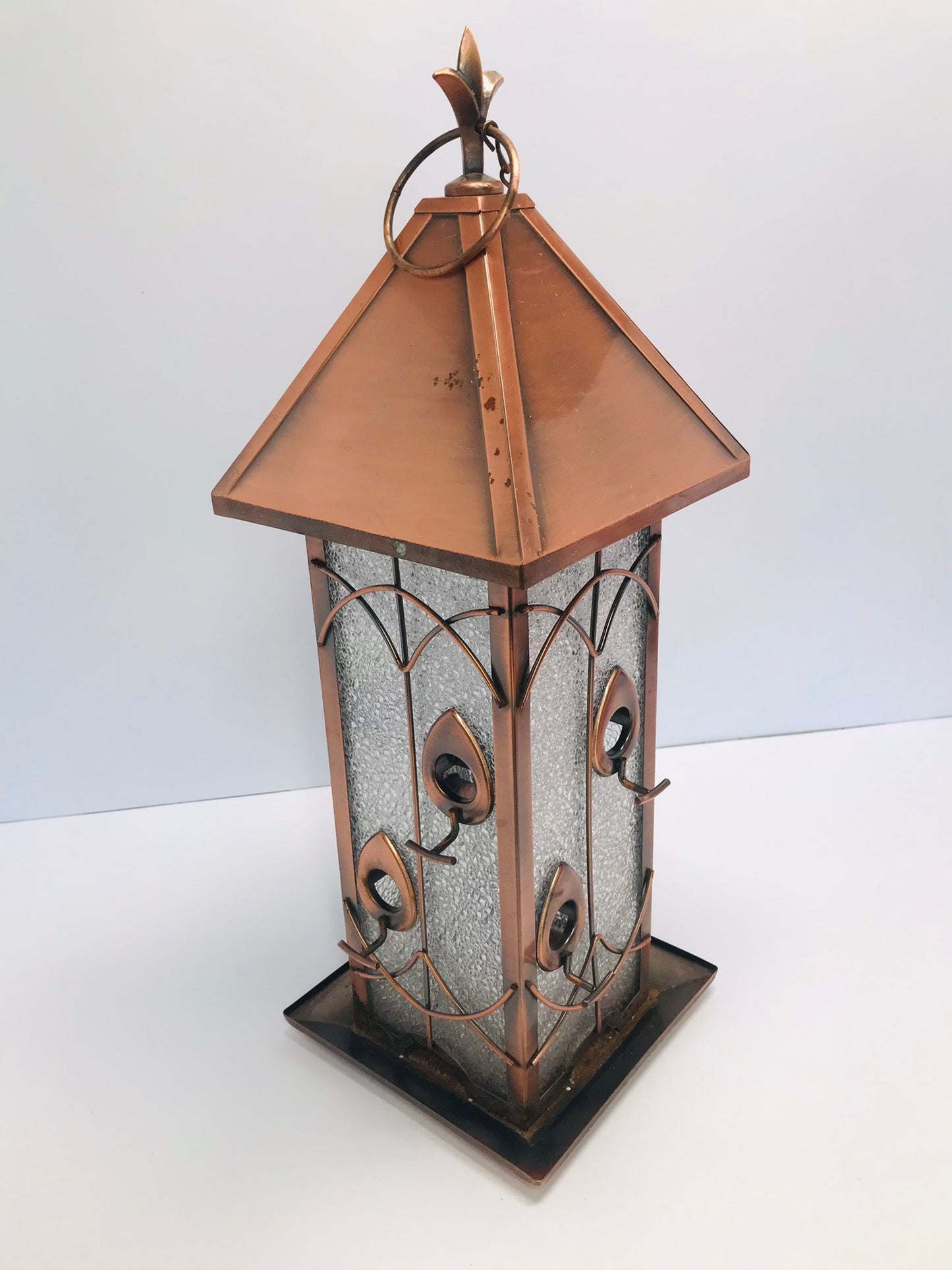 Copper Glass Large Hanging Outdoor Metal Bird Feeder 22x8x8 inch