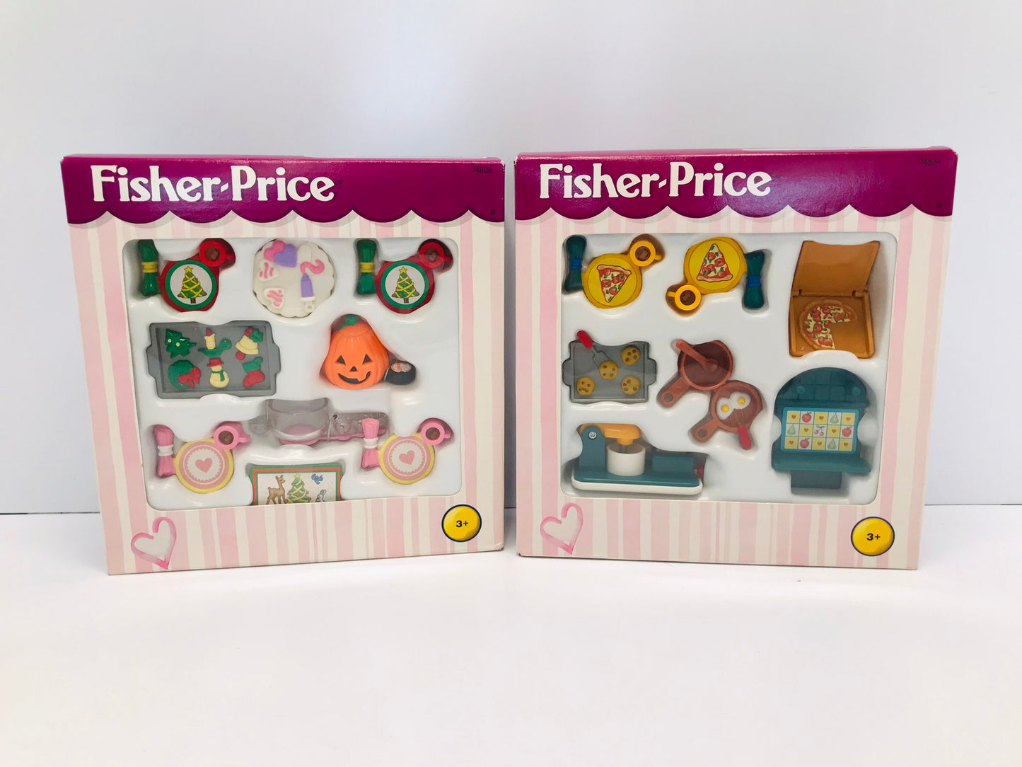 Fisher-Price Loving Family Dollhouse RARE Seasonal Holiday Fun Set and Cooking Fun Home Accessories Set, 1999 New In Box Set of 2