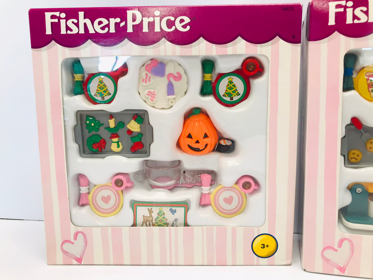 Fisher-Price Loving Family Dollhouse RARE Seasonal Holiday Fun Set and Cooking Fun Home Accessories Set, 1999 New In Box Set of 2